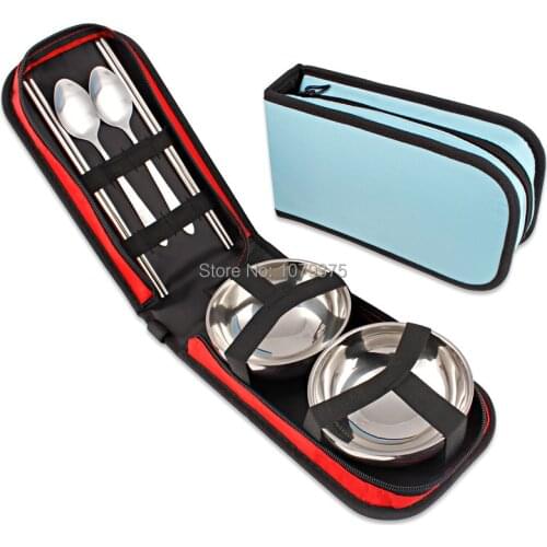 Stainless steel outdoor tableware set spoon fork travel kit picnic set single double tableware set supplies