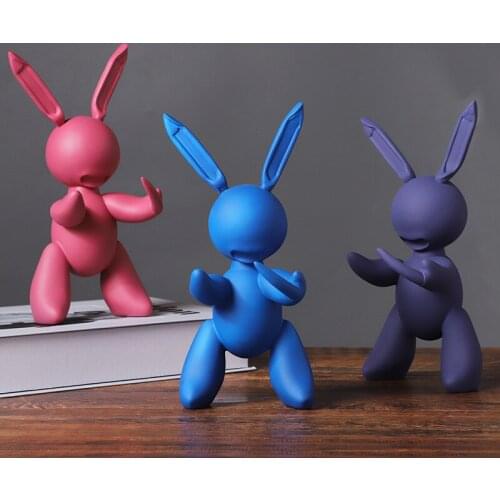 Nordic Creative Robot Rabbit Resin Ornaments Minimalist Sculpture Modern Living Room Desktop Animal Home Decor Handicraft Gifts