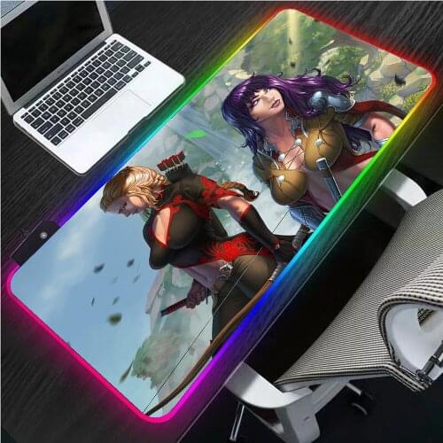 Virtual Game Character RGB Mousepad XXL Game Set LED Sexy Girl USB Laptop PC Gaming Accessories Keyboard Carpet Mat Gaming Desk