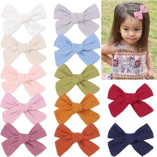 12Colors 1pcs Solid Hair Clips Cotton Hair Bows For Girls Boutique Hairpins Barrettes Headwear Cute Kids Hair Accessories 2100