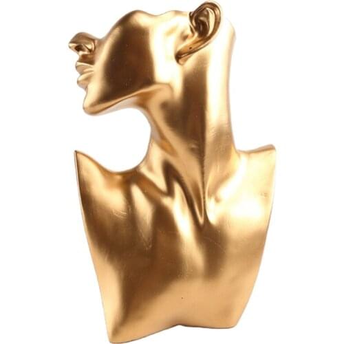 R2LE Bust Earring Display Stand Resin Mannequin Necklace Jewelry Display for Pendant Earring Jewelry Display Rack（Gold