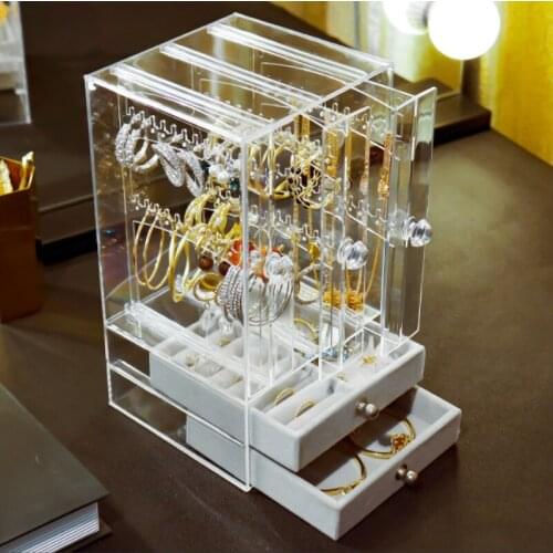 Transparent Jewelry Storage Box Home Accessories Necklace Jewelry Dustproof Storage Rack Drawer Type Jewelry Display Rack