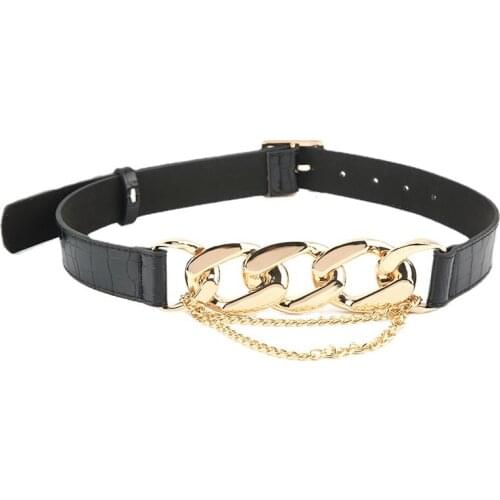 Fashion Punk style Pin buckle waist chain corset belt for women Long leather Cummerbunds strap ladies dress waistband accessory