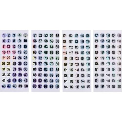 8mm Label Numbers 1 to 200 Adhesive Stickers Sign for DIY Craft Self Adhesive Tags Sticker Home School Office Decoration 50LA