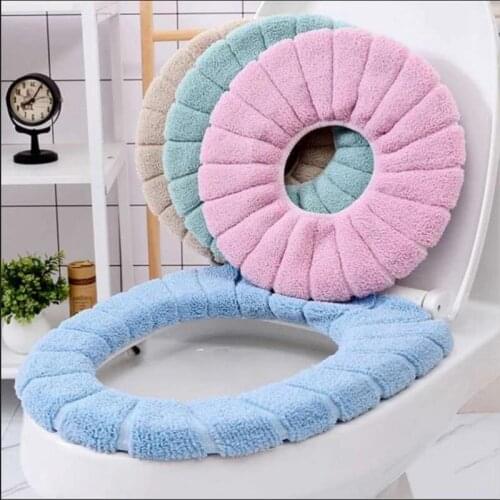 Bathroom Toilet Seat Closestool Washable Soft Winter Warmer Mat Pad Cushion O-Shape Toilet Seat Bidet Covers