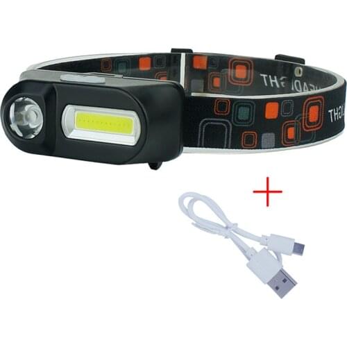 Mini COB LED Headlight Head Lamp 6-Mode USB Charging Rechargeable 18650 Night Fishing Flashlight Camping Frontal Head Torch