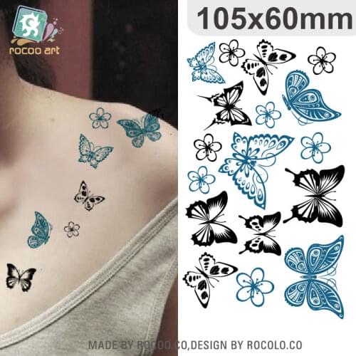 Rocooart Taty Butterfly Feathers Wings Fake Tatoo Women Men Temporary Tattoo Sticker Sexy Shoulder Tattoo Tatouage For Body Art