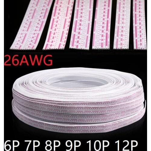 UL2468 Extension Wire 26AWG 6P 7P 8P 9P 10P 12P Pin Flat Ribbon PVC Insulated Copper Connect Cable Electron Strip Line Red White
