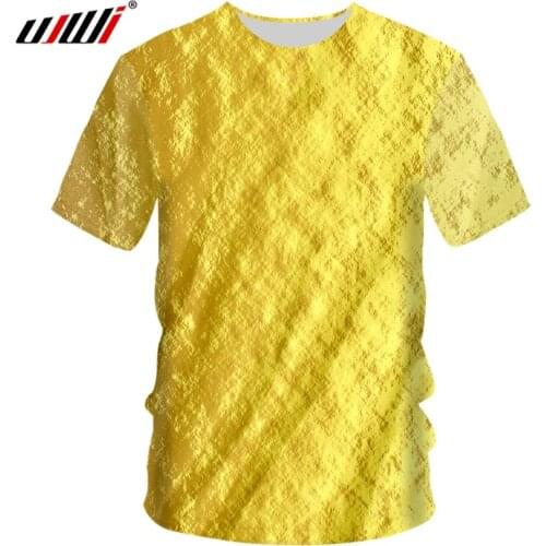 UJWI Brand Men Metallic gold T-shirt Summer 3D Print Blue T-Shirt Homme Short Sleeve Luxury Men Clothes Tops
