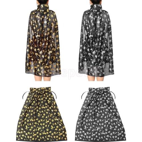 Halloween Wizard Witch Cloak Kids Adult Pumpkin Cape Costume Cosplay Fancy Dress 117cm