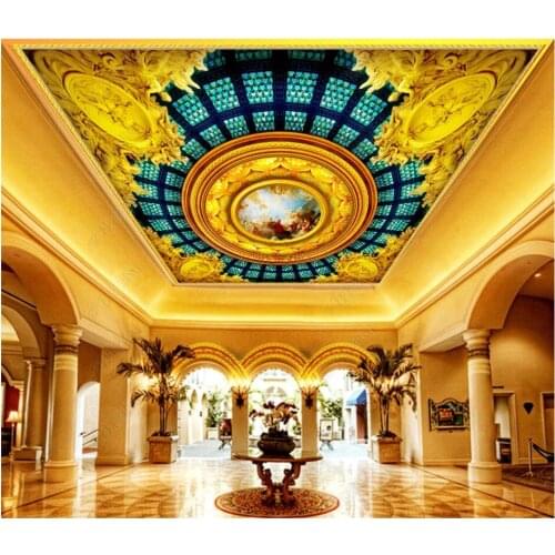 WDBH 3d ceiling murals wallpaper custom photo Gold classical pattern court background painting living room home decor 3d wall murals wallpaper for walls 3 d