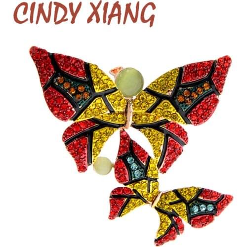 CINDY XIANG 2 Colors Available Rhinestone Butterfly Pin Brooches For Women Beautiful Winter Design Fashion Insect Brooch Gift