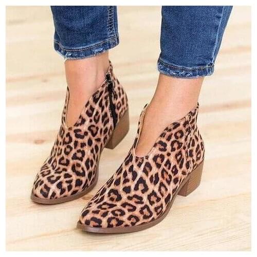 Leopard Print Shoes For Women Sexy Pointed Toe High Heel Ankle Boots Party Shoes 2021 Large size 34-43