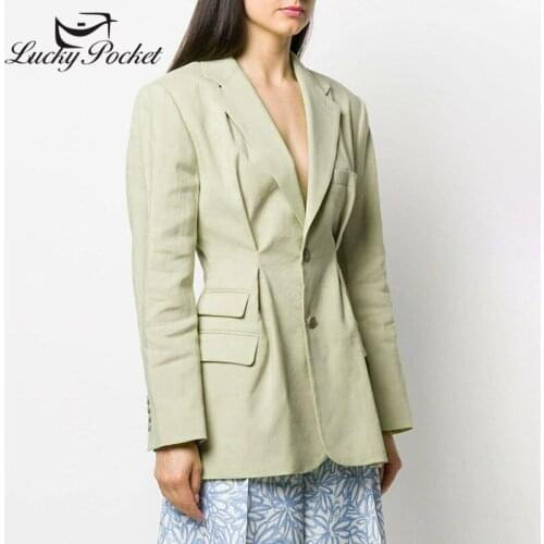 Women Spring Autumn Fashion Casual Solid Color V-Neck Blazers Coat Female New Loose Green Jacket Outerwear Ladies Slim Suit ML87