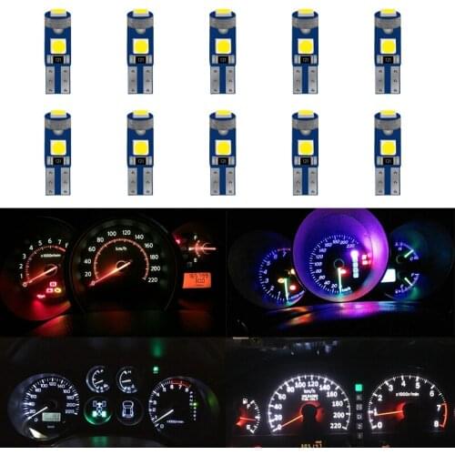 10Pcs T5 Led Bulb W3W W1.2W Led Canbus Car Interior Lights Dashboard Warming Indicator Wedge Auto Instrument Lamp 12V