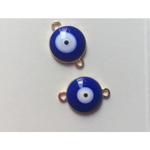 100pcs 14x19mm Golden Bottom color Blue Evil Eyes design charms connectors bracelet beads DIY Accessory Jewelry