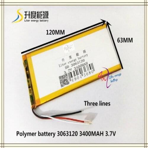 3.7V 3400mAH 3063120 Polymer lithium ion / Li-ion battery for tablet pc cell phone MOBILE POWER BANK MP4