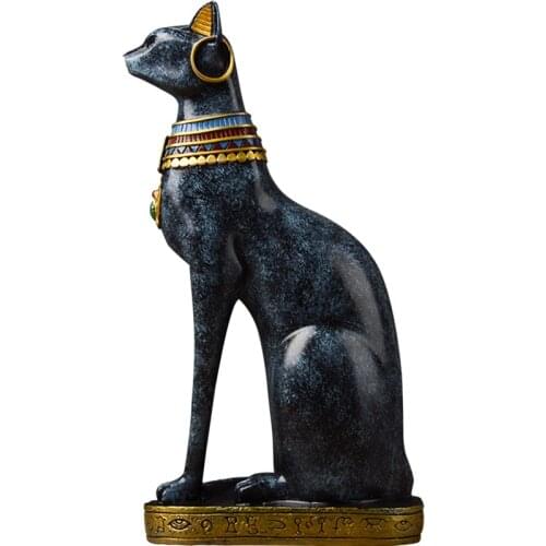 36.5CM EUROPEAN STYLE EGYPT FORTUNE CAT STATUE RESIN CRAFTS CUTE BAST ANIMALS ART SCULPTURE HOME DECORATION ACCESSORIES R2905