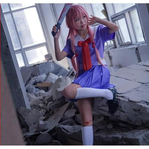 Anime Future Diary Mirai Nikki COSPLAY Gasai Yuno COS Halloween Party Cosplay Uniforms role Costumes Free shipping