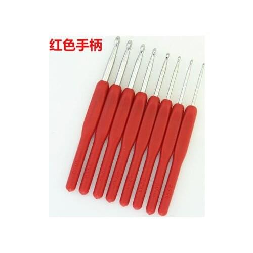 Free shipping red crochet Soft handle crochet crochet 8pcs a set crochet kit/crochet alloy