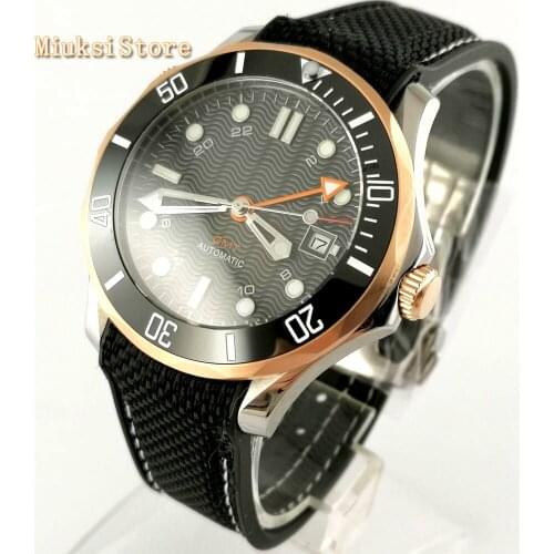 Bliger 41mm sapphire glass ceramics bezel black sterile dial date luminous rubber strap automatic mens top luxury business watch