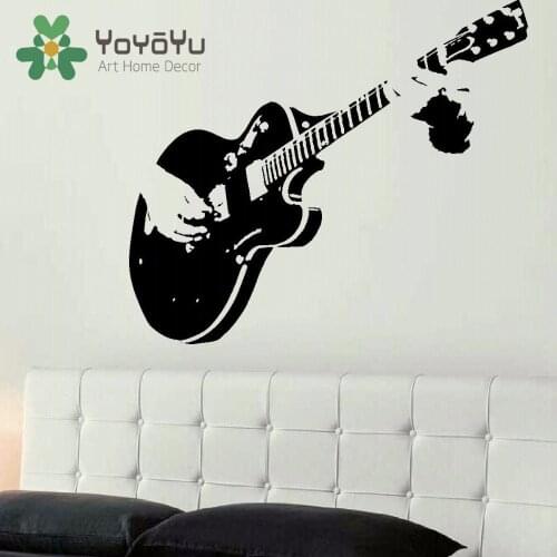 LARGE GUITAR WALL ART DECAL MURAL STICKER STENCIL VINYL CUT TRANSFER LIVING ROOM HOME DECOR WALL STICKER NY-53