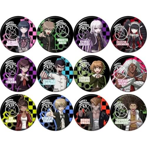 Danganronpa V1 Badge Button Brooch Naegi Makoto Maizono Sayaka Kirigiri Kyouko Cosplay Anime Gifts 12style