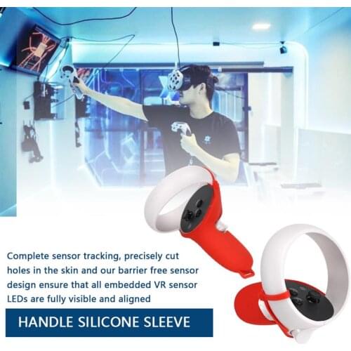 VR Handle Cover Silicone VR Headset Cover Half Controller Accessory Replacement for Oculus Quest 2, Red/Grey/Blue/Black