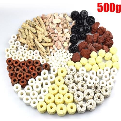 500g 12-IN-1 Fish Tank Filter Material Ceramic Activated Carbon Biochemical Ball Medium Aquarium Accessories Gift with Net Bag
