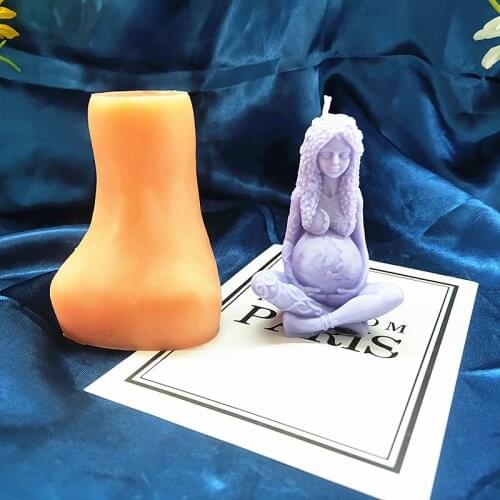 Greek Goddness Gaia Mother Earth Candle Mold Resin Silicone Clay Mould Sexy Lady Pregnant Woman 3D Mould