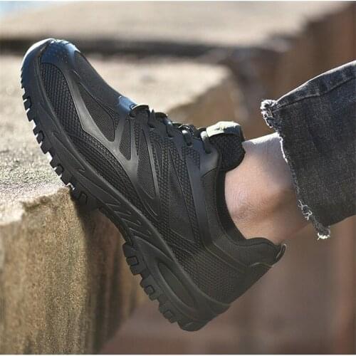 Classic Black Sneakers Men Steel Toe Caps Work Safety Shoes Breathable Anti-static Insulated Electrician Construction Boots Men