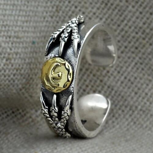 Real 925 Sterling Silver color Takahashi series Eagle Claw Shape Ring for Men Vintage Punk Rings Fashion Jewelry Birthday Gifts