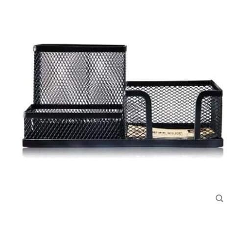 Creative Fashion Black Pen Holder Iron Net Pen Stand Metal Round Desk Organizer Pencil Holder Office Accessories