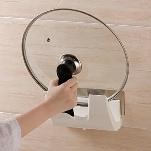 Kitchen pot cover bracket Pot Lid Holder Shelf for Kitchen White High Qulaity ABS Plastic Storage Anti-drip Design