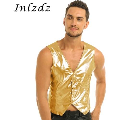 Mens Lingerie Latex Tank Top Wetlook Patent Leather Dancewear Shiny Tank Shirt Party Costume Hot Sexy Vest Top Rave Clothing