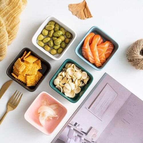 Nordic fashion creative square grid single cute dip seasoning ceramic fruit snack dish dinner set porcelain