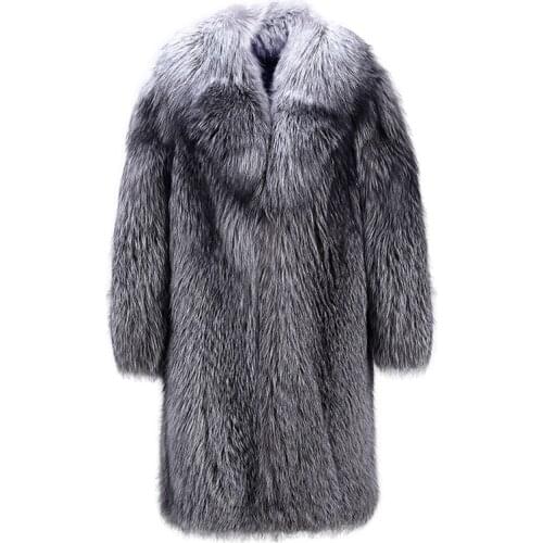 Europe and the United States New Large size Imitation Fur Coat Imitation Fox Fur long coat Fur one Mens jacket Size S-4XL 5XL