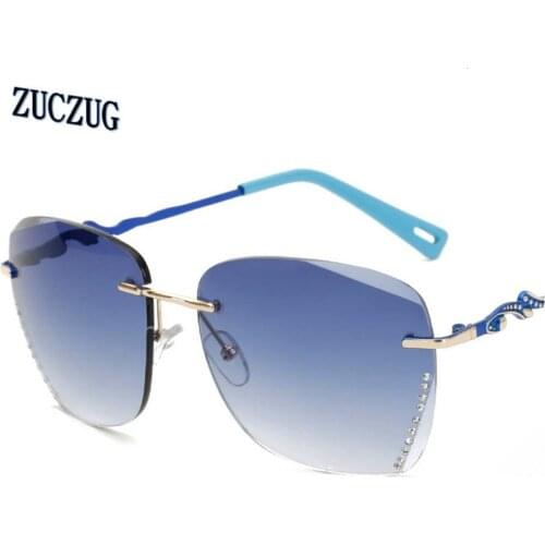 New Frameless Sunglasses European American Fashion Sunglasses Wholesale Diamante Female Sun Glasses Ocean Pieces Sunglasses