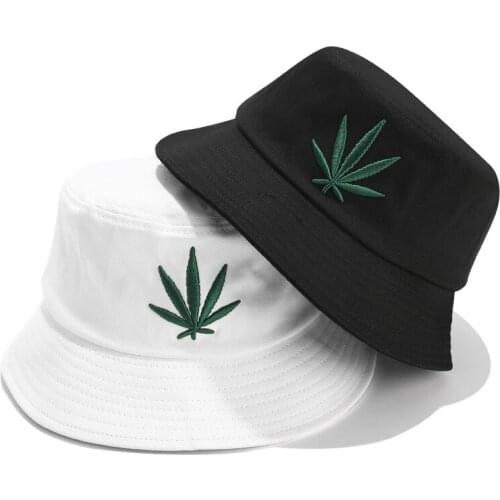 2021 Summer Fashion Panama Bucket Hat Men Women Maple Leaf Embroidery Hip Hop Cap Fishing Fisherman Hat bob chapeau