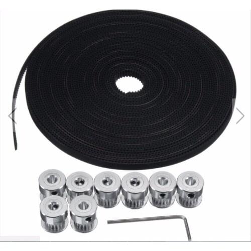 DuoWeiSi 3D Printer 10M GT2 Timing Belt 6mm Wide + 10x Pulley + L Shape Wrench For 3D printer CNC RepRap