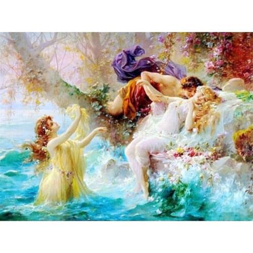 Needlework 5D DIY Diamond Painting Cross Stitch Mermaid Pattern Diamond Embroidery Round Rhinestone Christmas Home Decorative