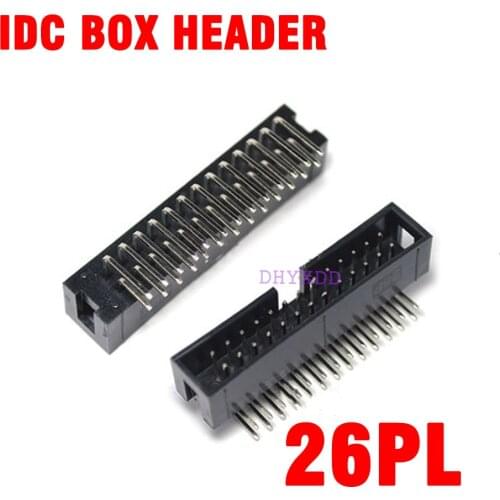 10Pcs DC3 2x13 Pin 26 Pin 2.54mm ISP Right Angle Male Double-Spaced Pin Male IDC JTAG Socket Box Header Connector