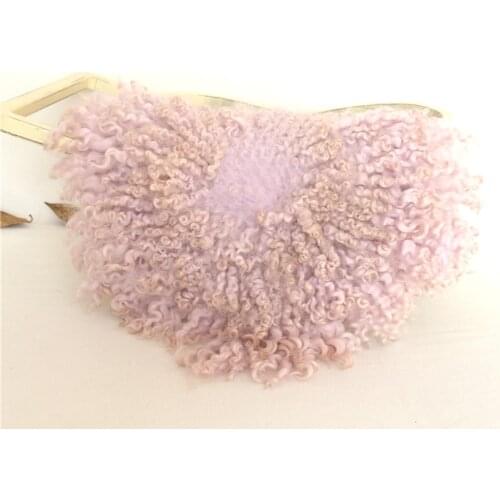 Lilac Curly Felted Wool Blanket Fluffy Felt Fur Rug Wool Stuffer Posing Backdrop Curly Layer Newborn Photography Prop Flokati