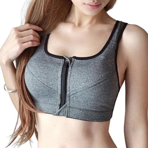 Summer Women Tops Front Zipper U Neck Shockproof Wireless Sport Bra Crop Top Bottoming Sports Bra soutien gorge топик женский