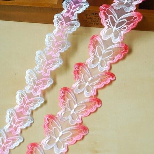 20Yards Vintage Butterfly Applique Embroidered Lace Trim DIY Venice Mesh Net Patch 7cm or 4.5cm Wide for Sewing Accessories