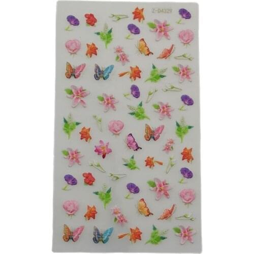 5D Embossed Temporary Tattoo Stickers For Nails Flowers Butterfly Heart Adhesive Nail Art Stickers Manicure DIY Decals