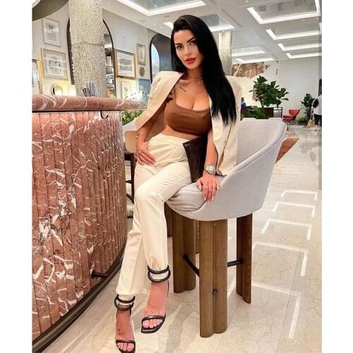 2021 Autumn Fashion Women Two Pieces Set Double Breasted Button Long Sleeve Blazers & Pants Casual Slim High Street Outfit 70123