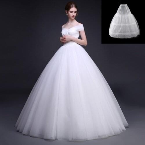 Womens 2 Layers Mesh 3 Hoops White Wedding Gridal Gown Dress Petticoat Elastic Waistband Drawstring A-Line Underskirt Crinoline
