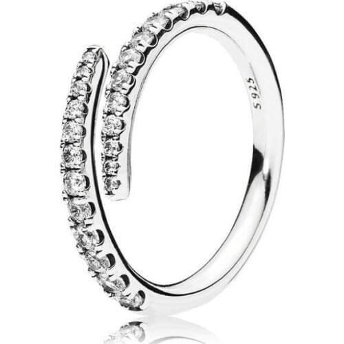 925 Sterling Silver Pan Ring Shooting Star Open Rings With Crystal For Women Wedding Party Gift Fine Jewelry