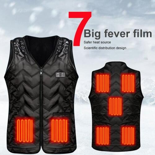 USB Electric Heated Vest Men Women Dual Control Washable 7 Zone Heating Jacket Winter Outdoor Hiking Thermal Warm Waistcoat